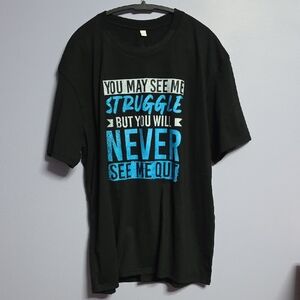 Black Graphic T-Shirt with Blue Accents